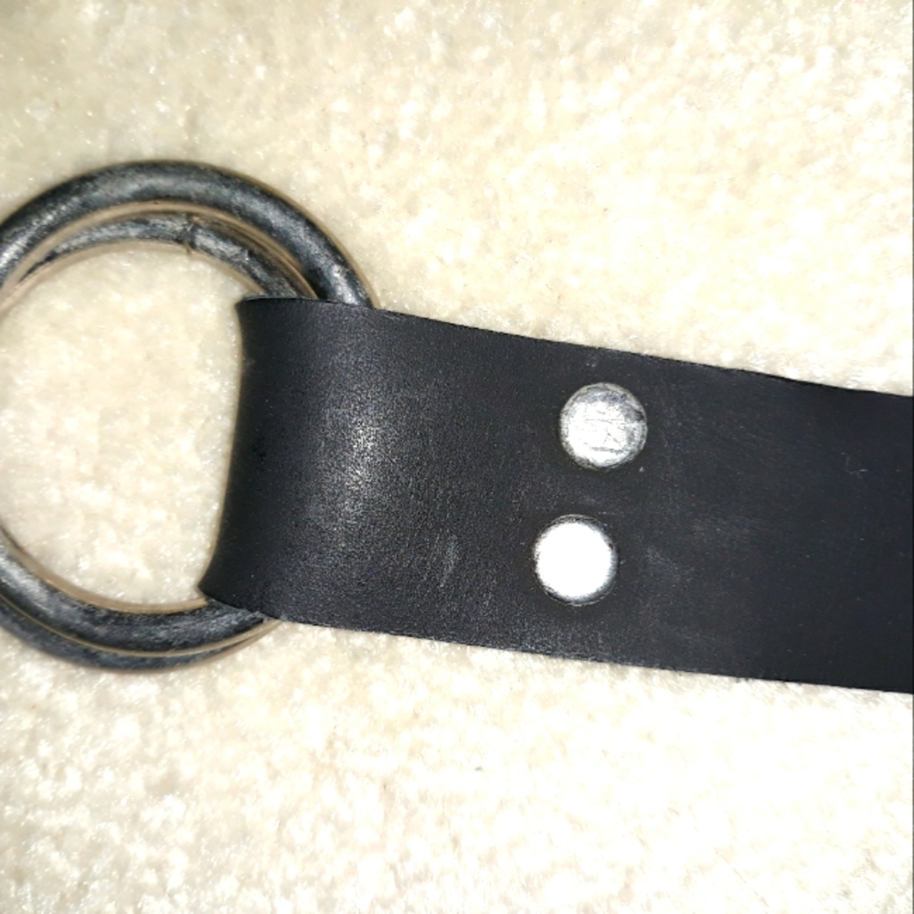 Classic Black Leather Double-Ring Belt